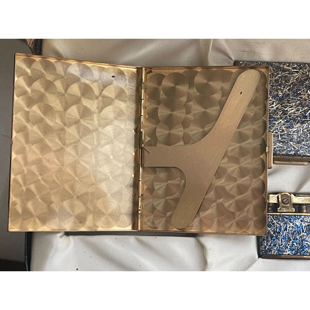 RARE Vintage 50s Confetti Lucite Powder Compact, Field Lighter & Cig Case BOXED - Picture 8 of 14